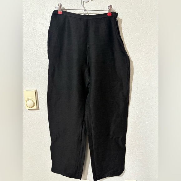 Eileen Fisher Black Cropped Linen Blend Pants Size M - Picture 1 of 7